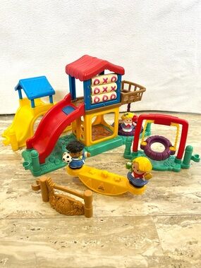 Vintage Fisher-Price Playground Set Pieces with 3 Figures. No Sound